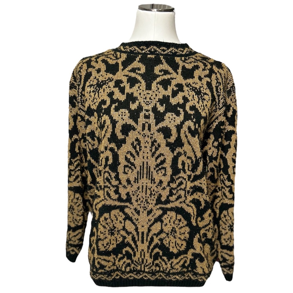 Alfred Dunner Gold Sparkle Sweater Black Women’s Large L Fancy Dressy Holiday
